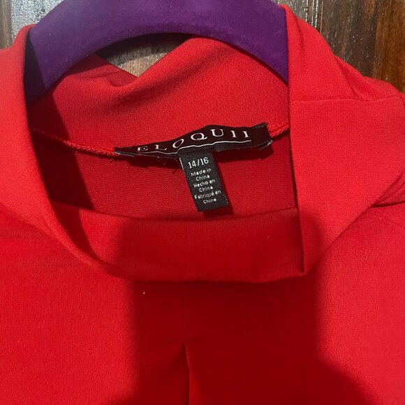 Mock Neck Top With Keyhole -  Tango Red - Picture 4 of 7